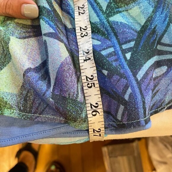 Soft Surroundings Womens Ione Tropical Chiffon Tunic Blouse Top Blue Size PS - Picture 10 of 10